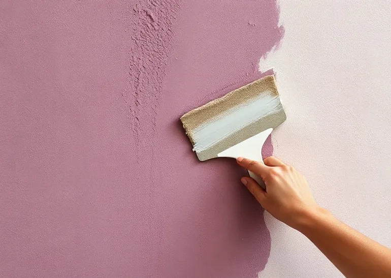 Application d'un enduit décoratif à la lisseuse sur un mur
