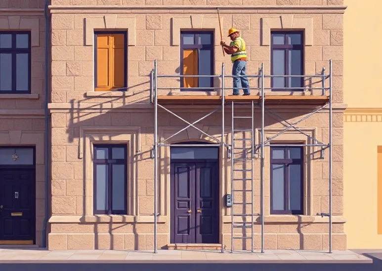 Ravalement de façade en pierre, nettoyage et application d'enduit